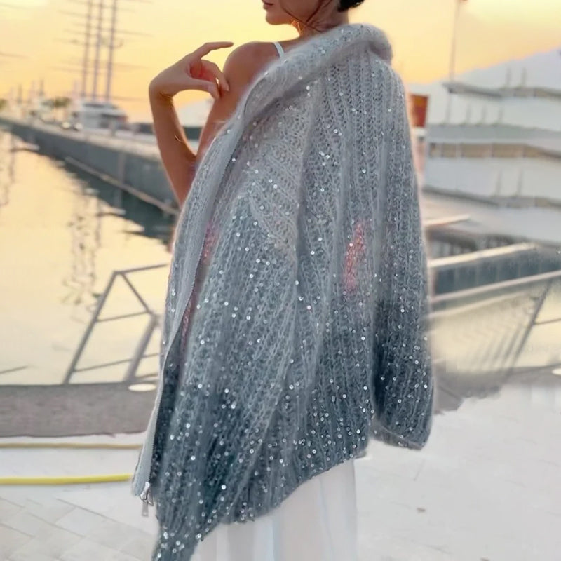 Chaqueta de punto con lentejuelas uniformes